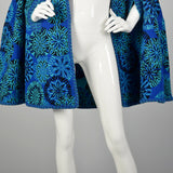1970s Reversible Blue Floral Tapestry Cape