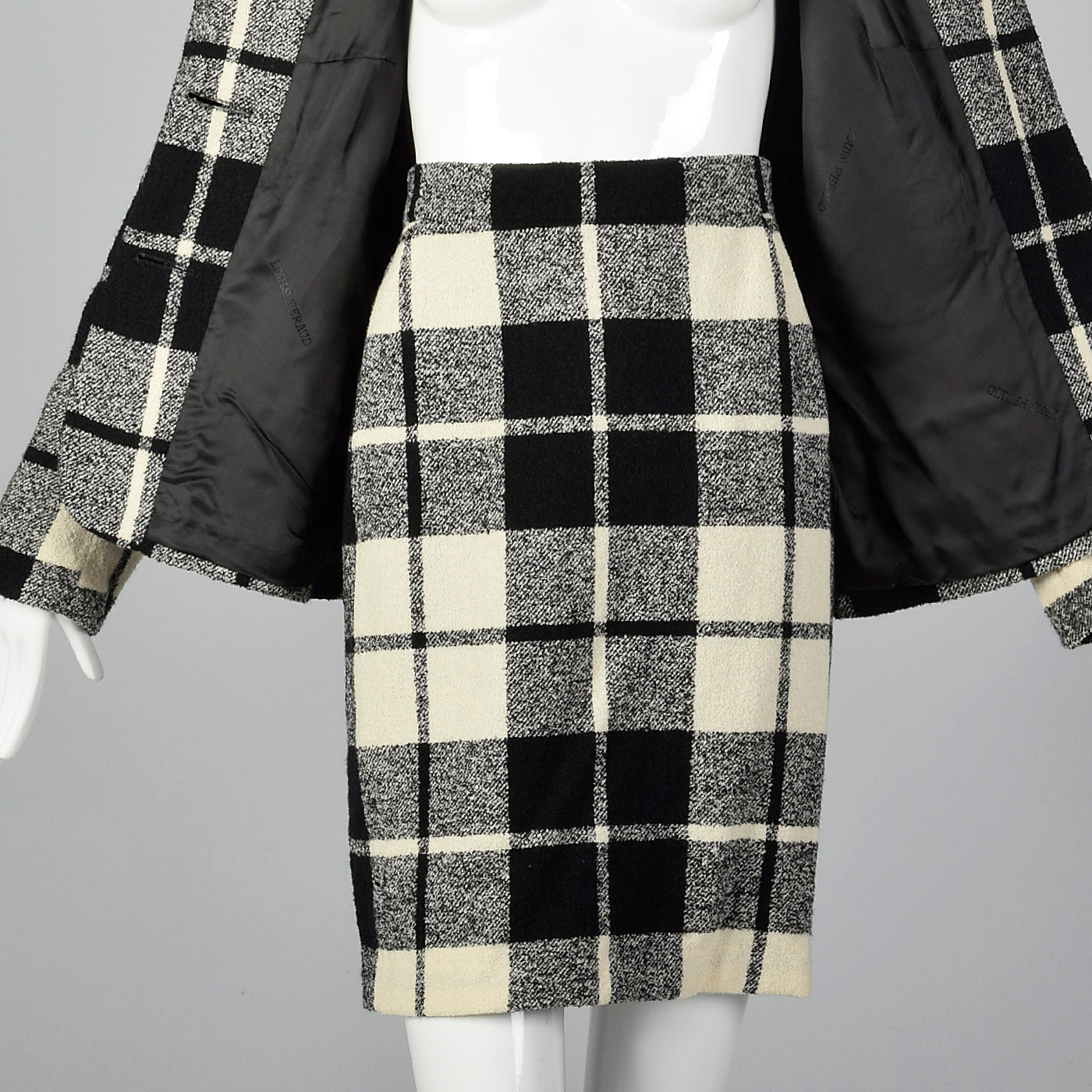 1980s Louis Feraud Wool Plaid Skirt Suit