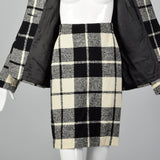 1980s Louis Feraud Wool Plaid Skirt Suit