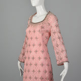 1960s Valentina Pink Lace Beaded Dress