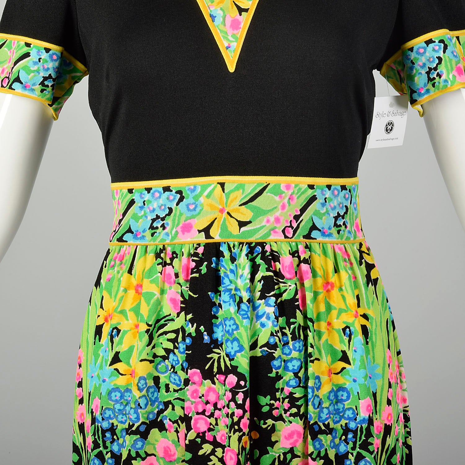 Medium 1970s Mr Dino Floral Maxi Dress Colorful Signature Print