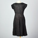 1950s Black Eyelet Dress with Red Lining