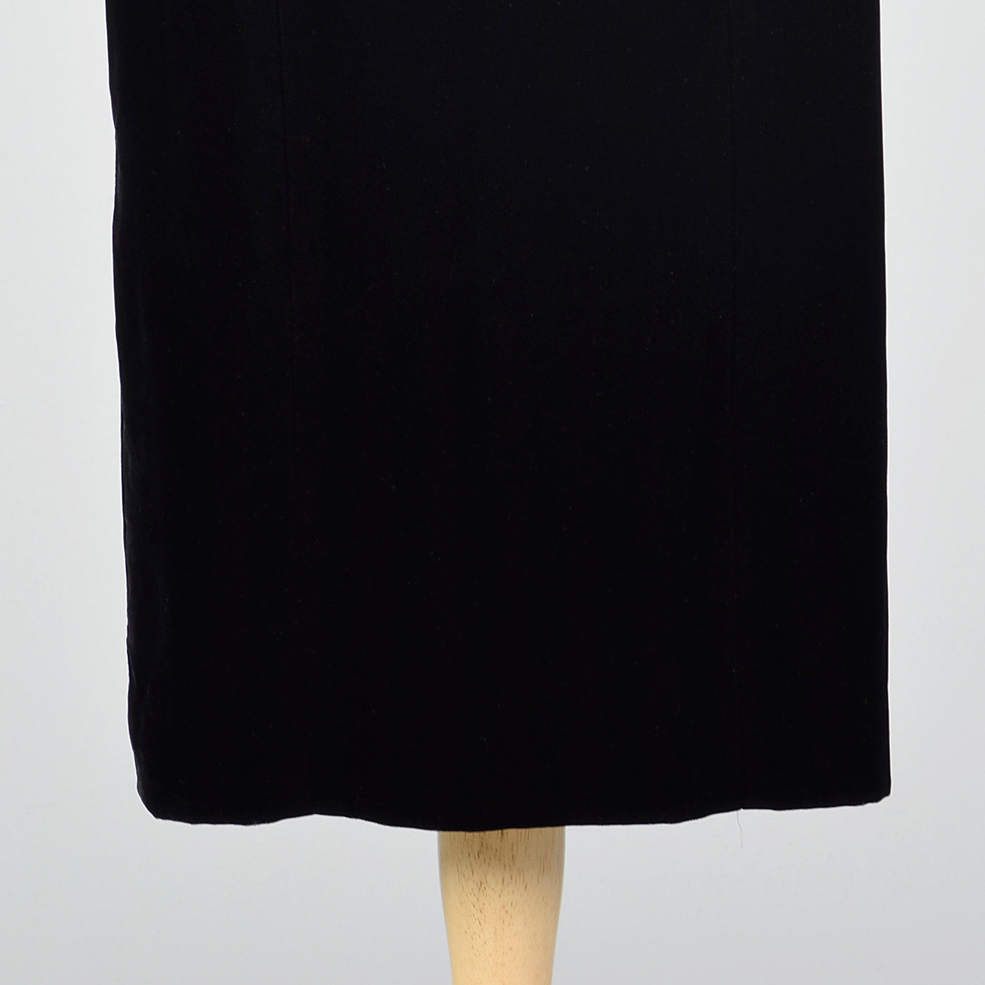 1950s Black Velvet Wiggle Dress with Gold Trim Collar