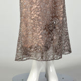 Bob Mackie Backless Formal Gown Metallic Silver Lace Evening Dress