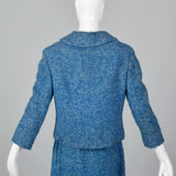 1960s Tweed Skirt Suit in Beautiful Blue