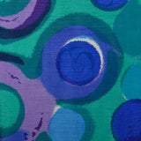 Large 1960s Dress Colorful Green Abstract Print Blue Sleeveless