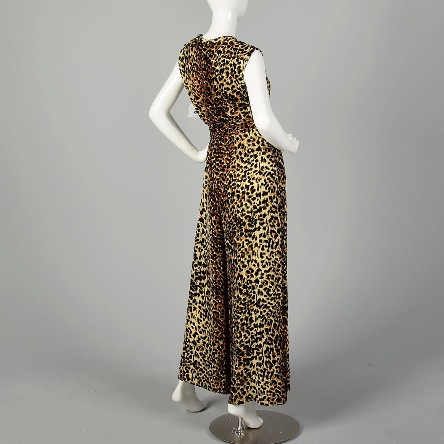 Medium 1960s Leopard Jumpsuit Rayon Velvet Palazzo Sexy Loungewear