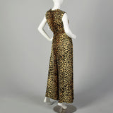 Medium 1960s Leopard Jumpsuit Rayon Velvet Palazzo Sexy Loungewear