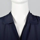 1950s Navy Rayon Dressing Gown