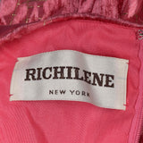 1970s Richilene Pink Burnout Velvet Empire Waist Evening Dress