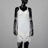 1960s White Nylon Slip with Lace Trim