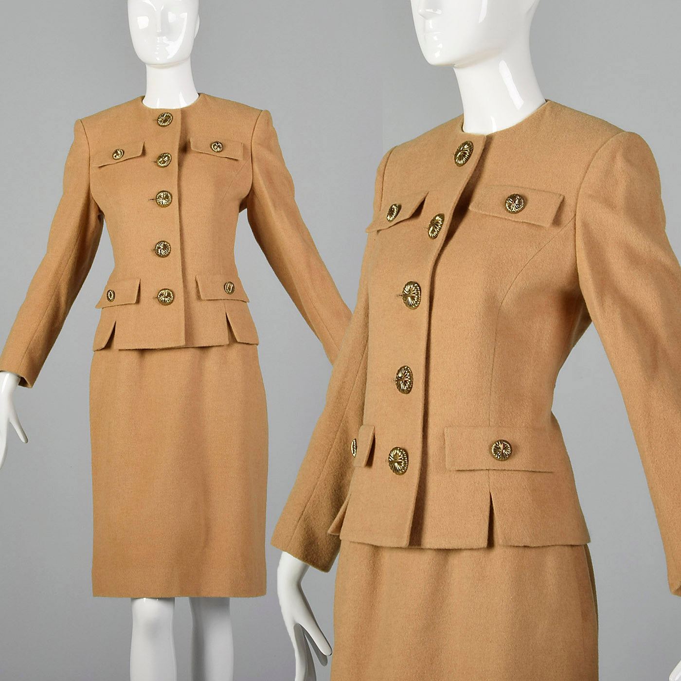 1970s Camel Color Skirt Suit in a Classic Silhouette