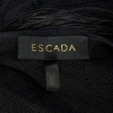 Large 1990s Escada Black Fringe Jacket Goth Sheer Lace Cardigan