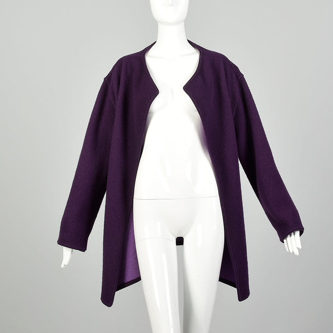 Eileen Fisher Purple Knit Cardigan Aubergine Clutch Jacket