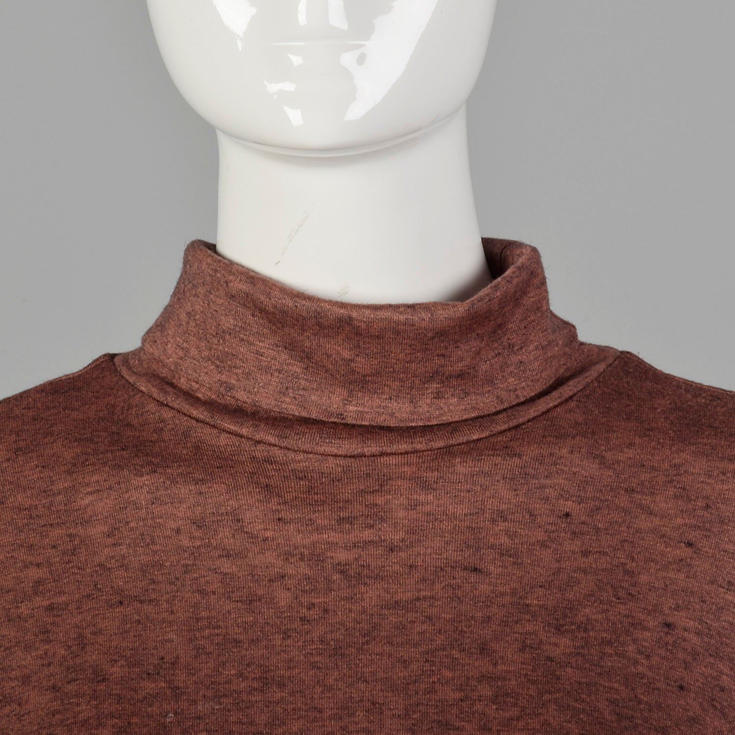 Rodier 1990s Lightweight Heathered Chestnut Wool Turtleneck