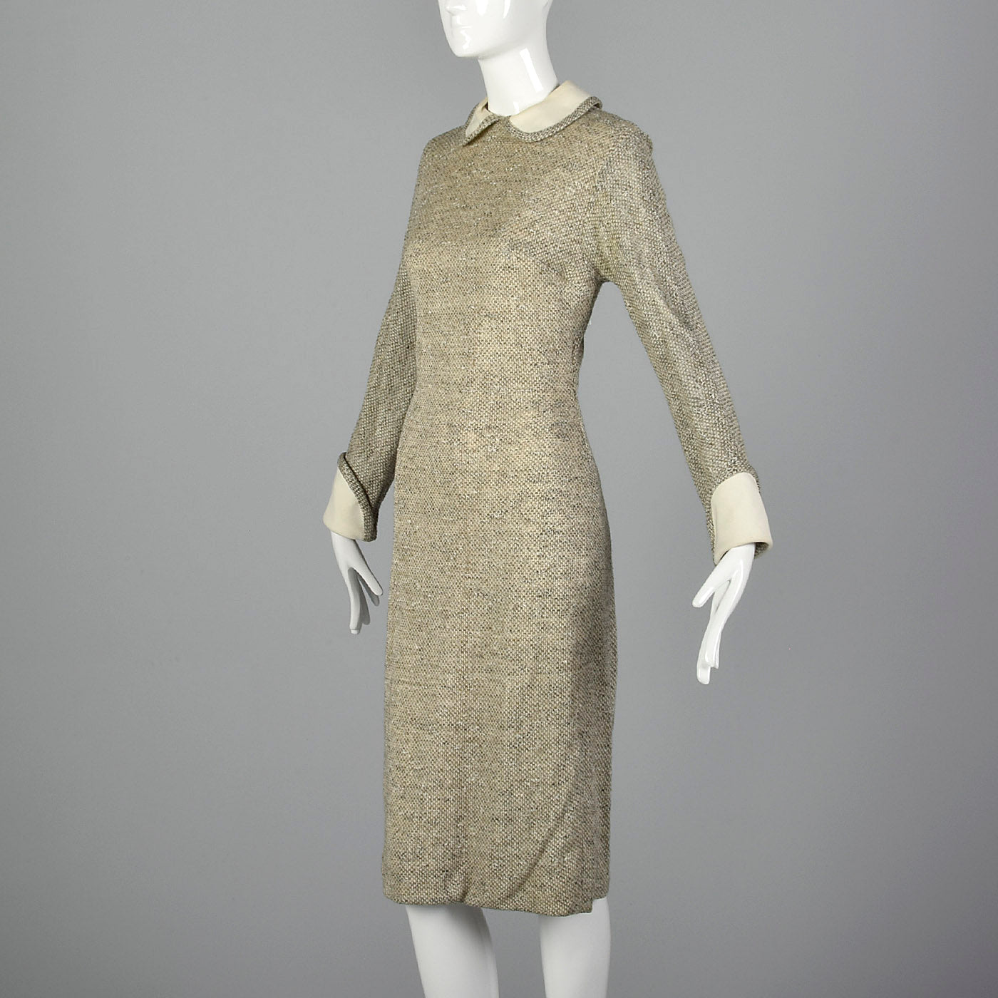 Small Anne Fogarty 1960s Gray Heathered Knit Dress