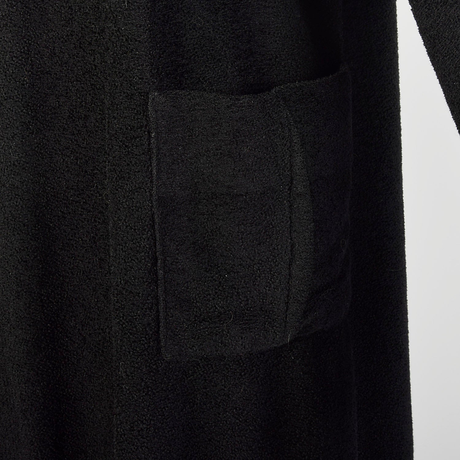 Medium 1930s Swing Coat Long Sleeve Soft Black Patch Pockets Winter