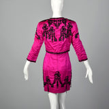 1980s Pilar Rossi Hot Pink Skirt Suit
