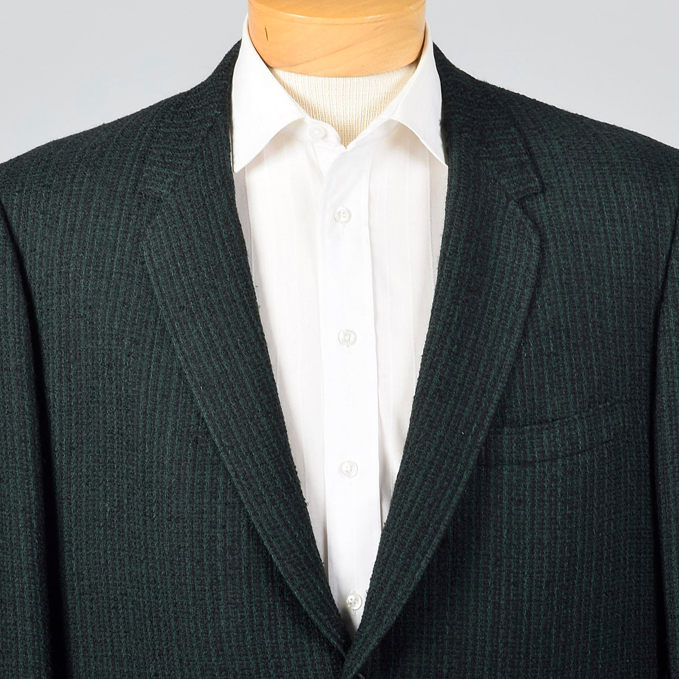1960s Mens Black with Green Stripe Jacket in a Textured Weave