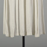 Medium 1950s White Rayon Summer Casual Dress with Pearl Neckline