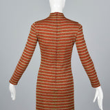 1970s Mollie Parnis Boutique Metallic Stripe Knit Maxi Dress