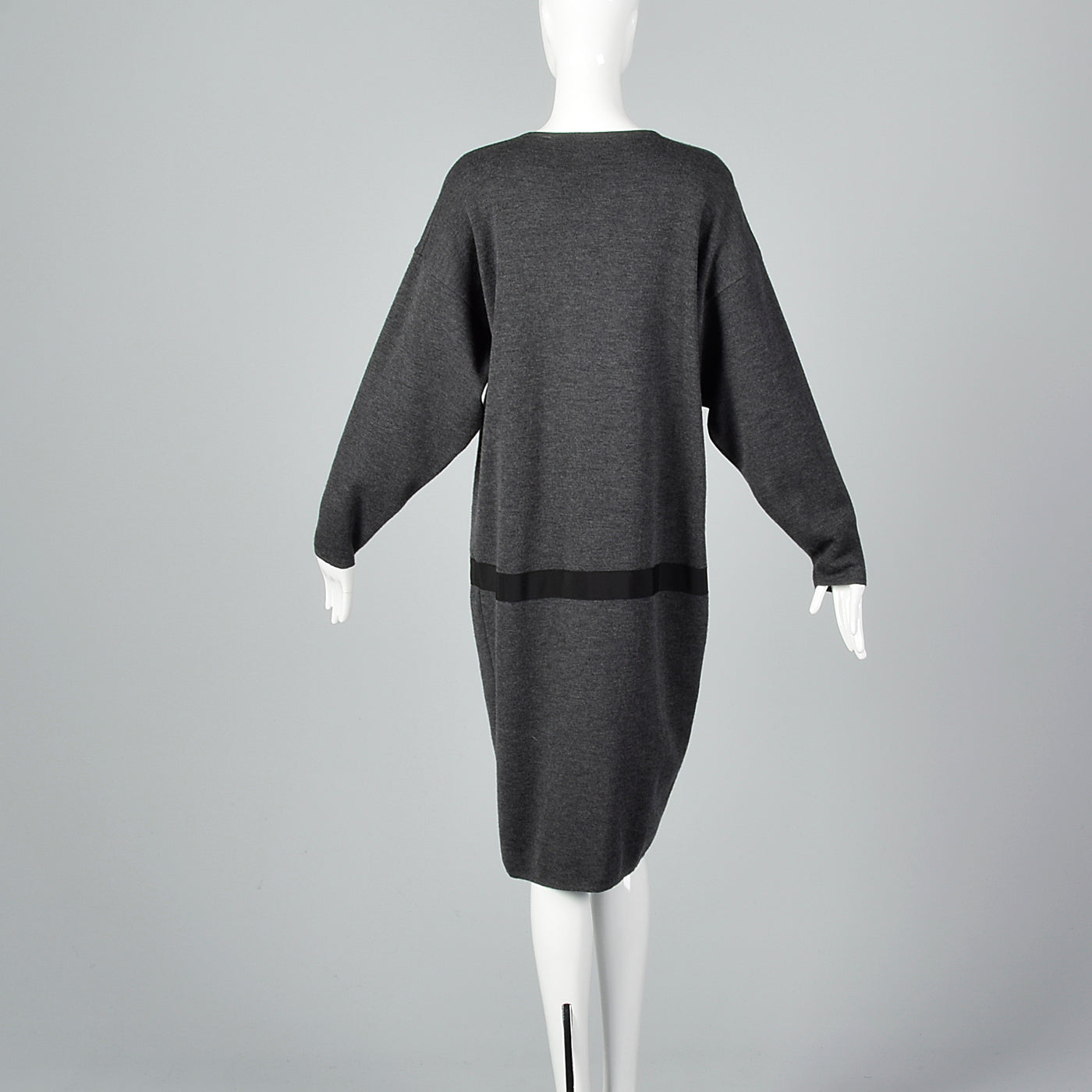 1980s Ferragamo Gray Sweater Dress with Signature Buttons