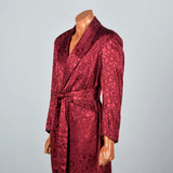 1950s Mens Deadstock Burgundy Robe with Shawl Collar