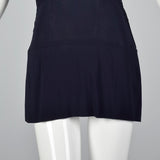 1940s Navy Peplum Top with Beaded Neckline