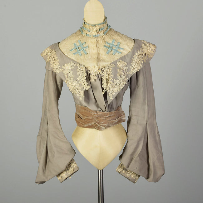 XXS 1890s Victorian Wool Challis Bodice