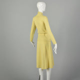 Small 1970s Novelty Horse Knit Outfit Long Sleeve Yellow Top Skirt Separates