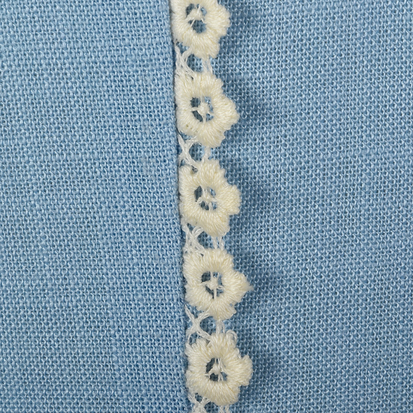 1950s Blue Dress with Floral Lace Trim