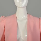 Small 1980s Bill Blass Pastel Crepe Skirt Suit Blue Pink Separates Ensemble