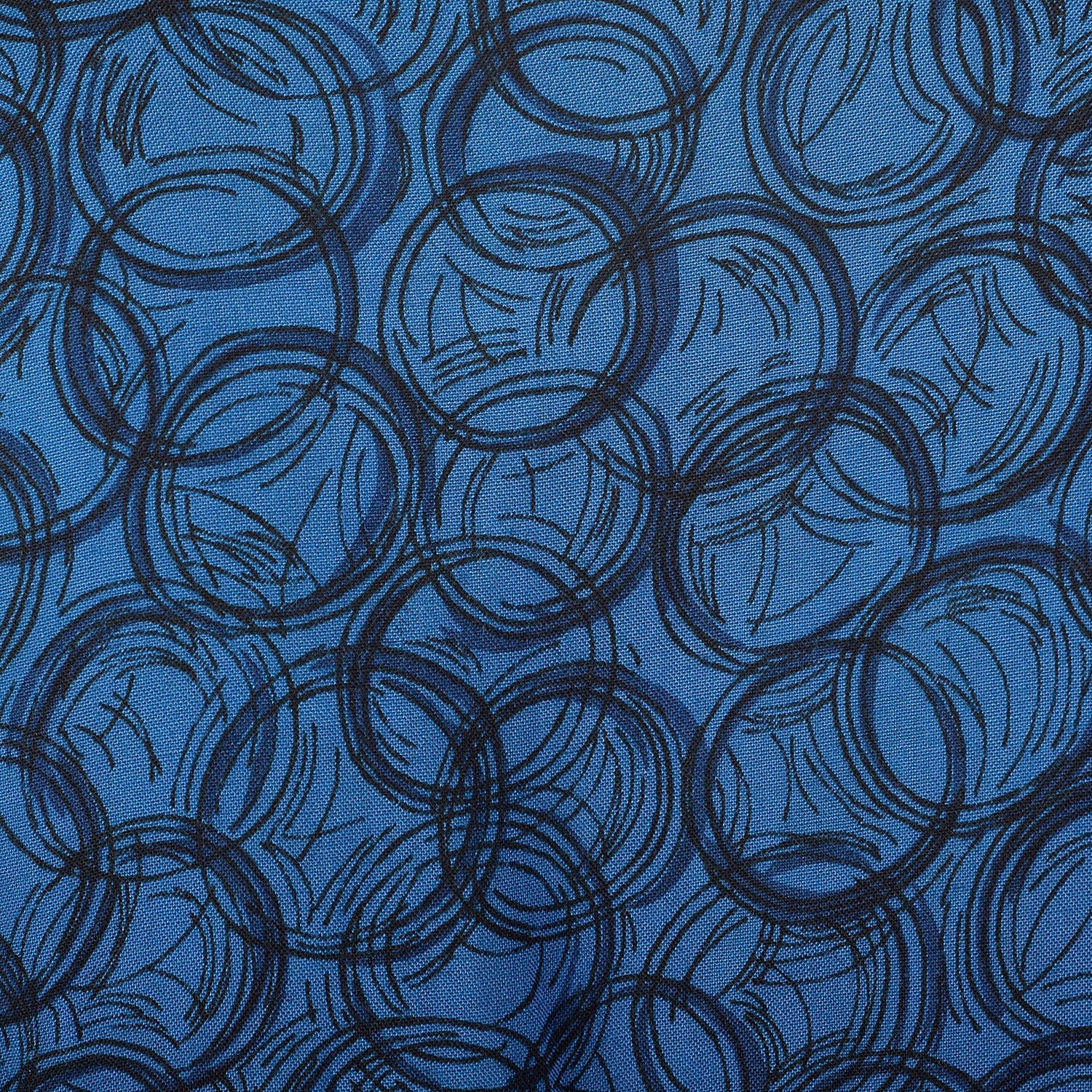 Large 1950s Blue Geometric Print Day Dress