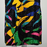 1990s Michael Novarese Abstract Beaded Formal Dress