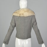 Small 1970s Wool Crop Jacket with Fur Collar