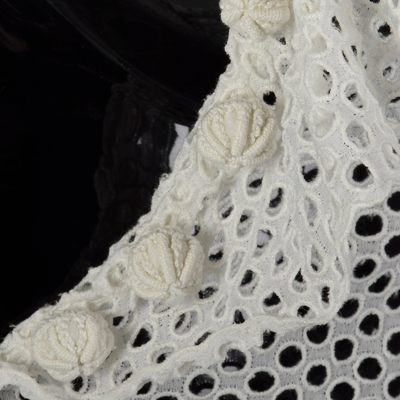 1930s White Eyelet Blouse with Ruffle Neckline