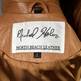 XS 1990s North Beach Leather Jacket Buttery Soft Tan Minimalist