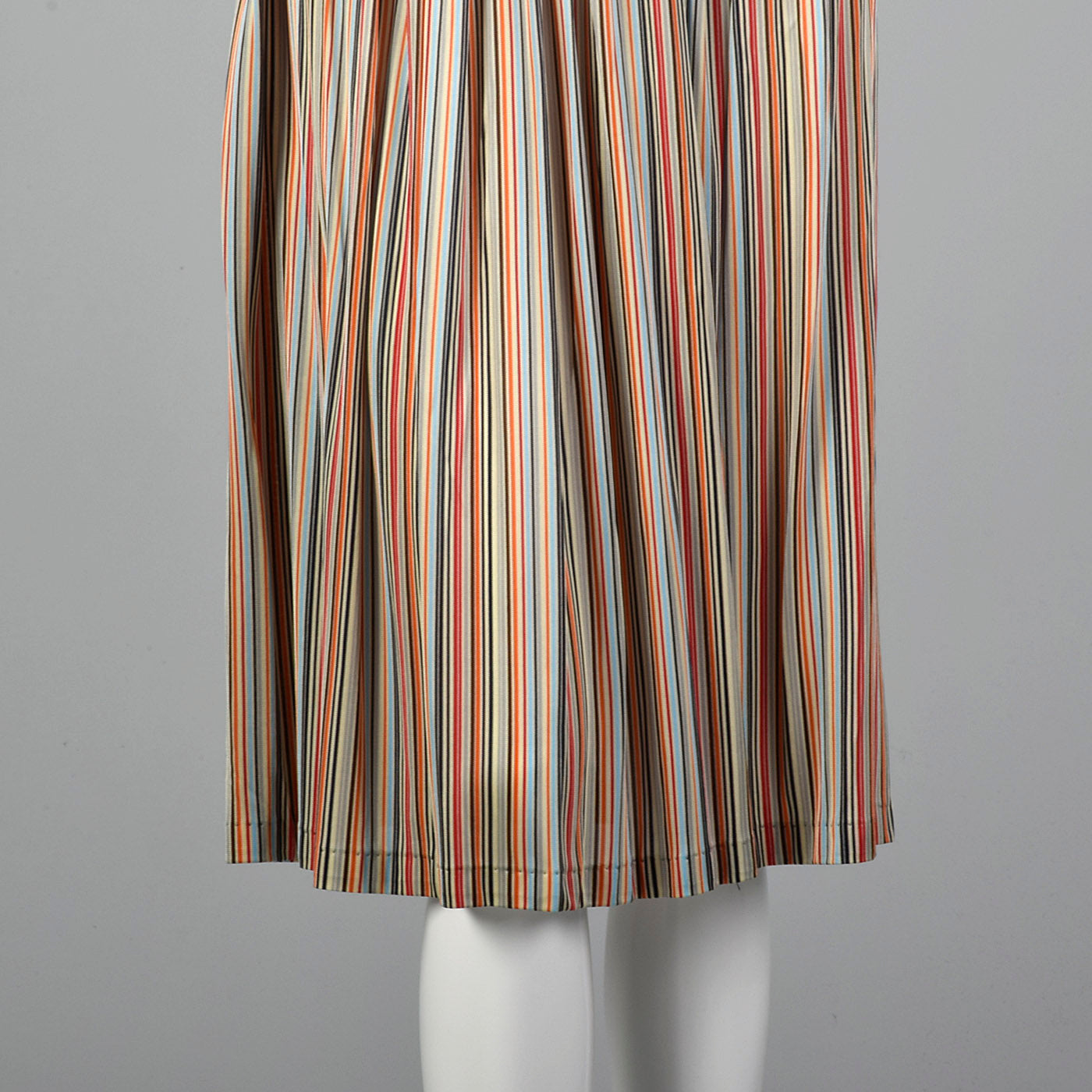 1940s Silky Knit Stripe Dress with Monogram Buttons