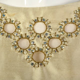 Medium 1960s Beaded Ivory Gold Shift Dress