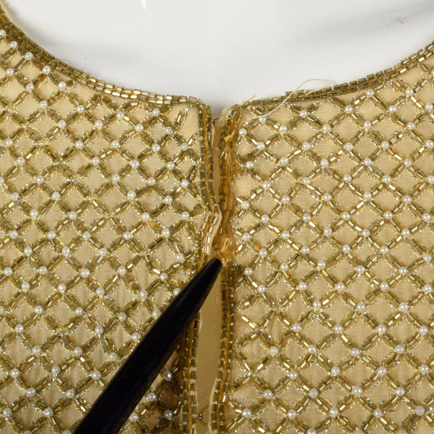 1960s Gold Beaded Cardigan with Flutter Sleeves