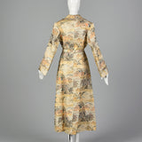 1950s Metallic Brocade Robe in Landscape Motif