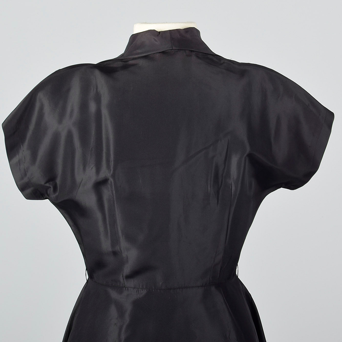 1950s Black Taffeta Fit and Flare Top