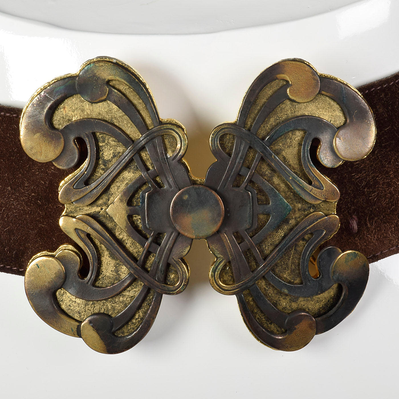 1970s Yves Saint Laurent Brown Butterfly Buckle Belt