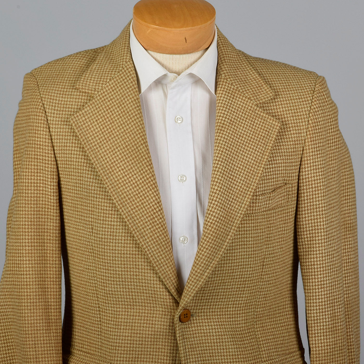 1970s Mens Houndstooth Blazer in Brown Wool