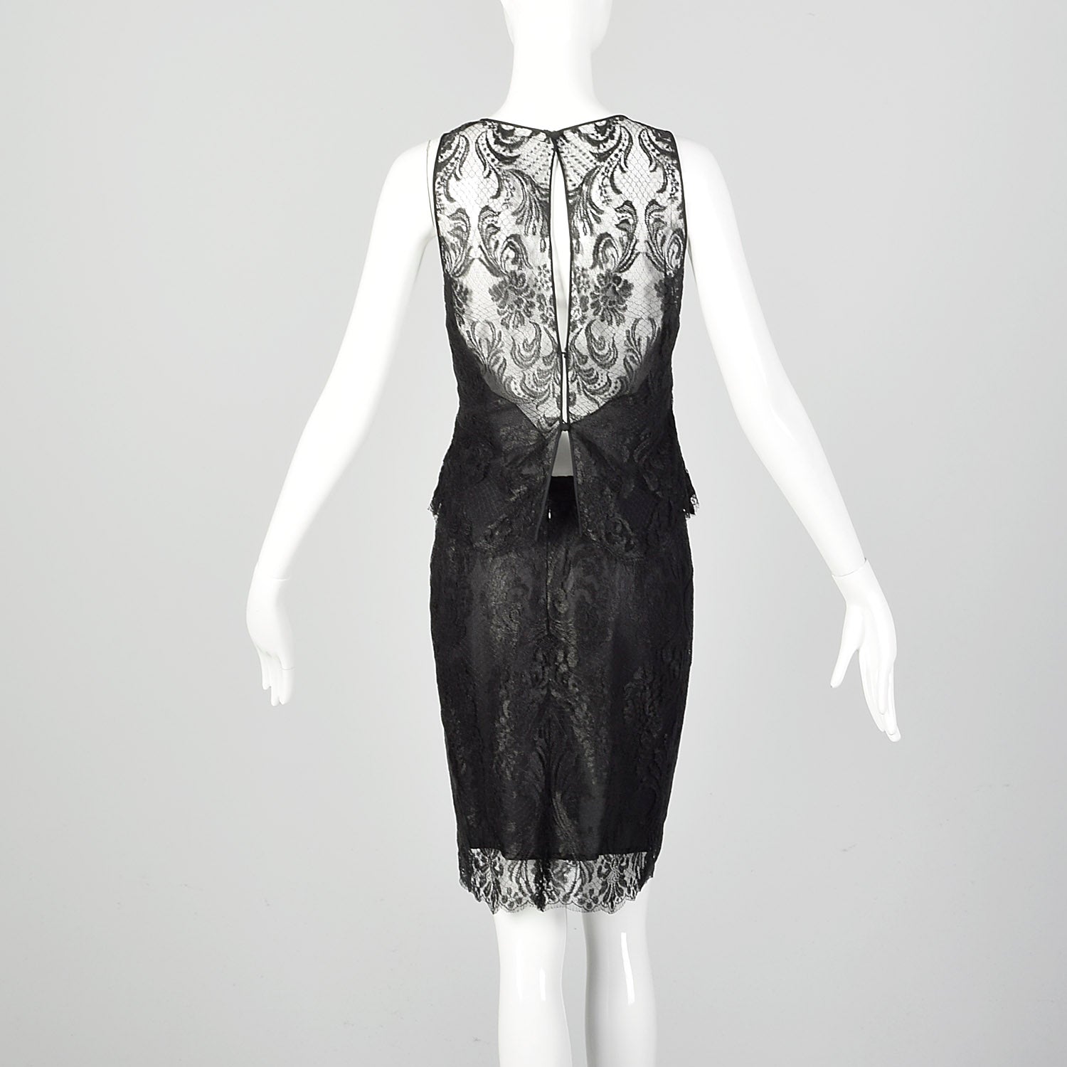XS Pamela Dennis Matching Black Lace Skirt and Top Dress Set