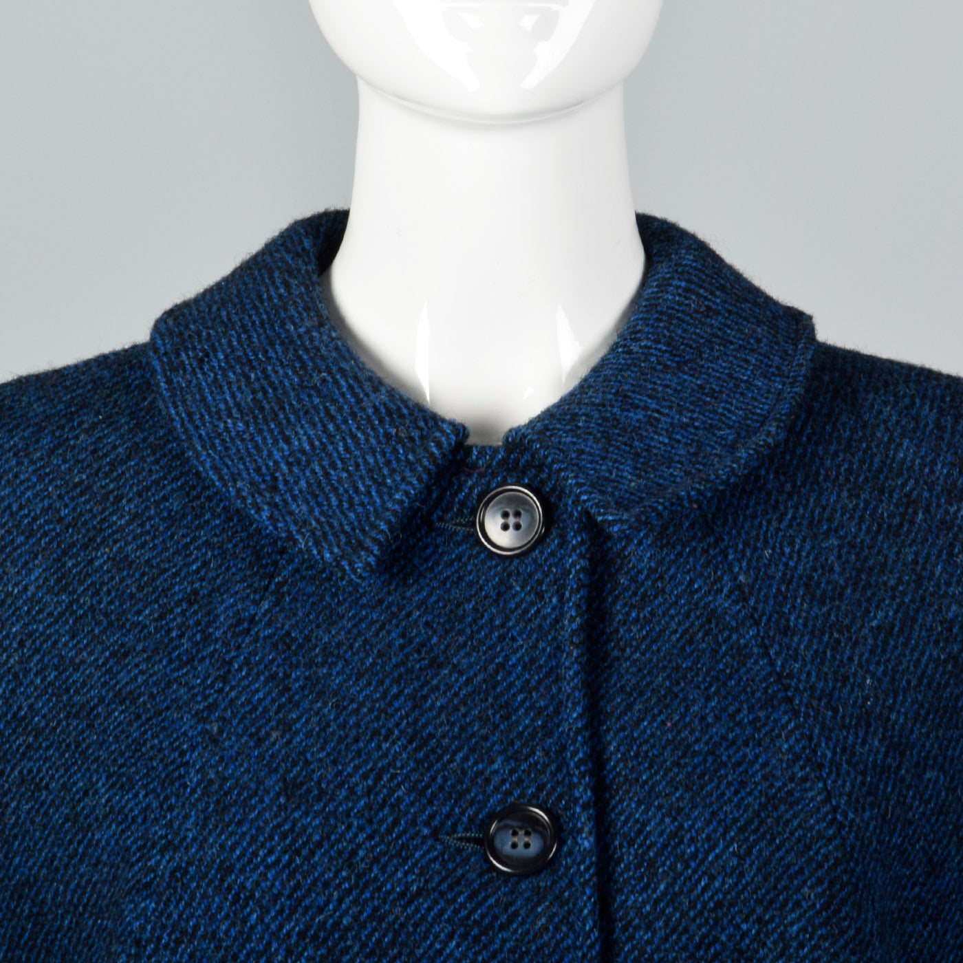 1950s Blue and Black Tweed Coat