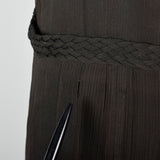 1930s Black Silk Dress with Sheer Lace Bust Panel