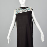 1970s Black Gauze Dress with Back Panel