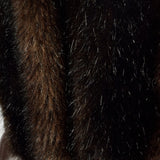 XS 1970s Convertible Brown Faux Fur Coat Leather Bolero Jacket