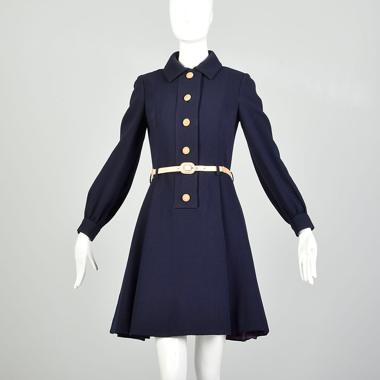 Geoffrey Beene Dress 1960s Mod Pleated Mini Long Sleeve